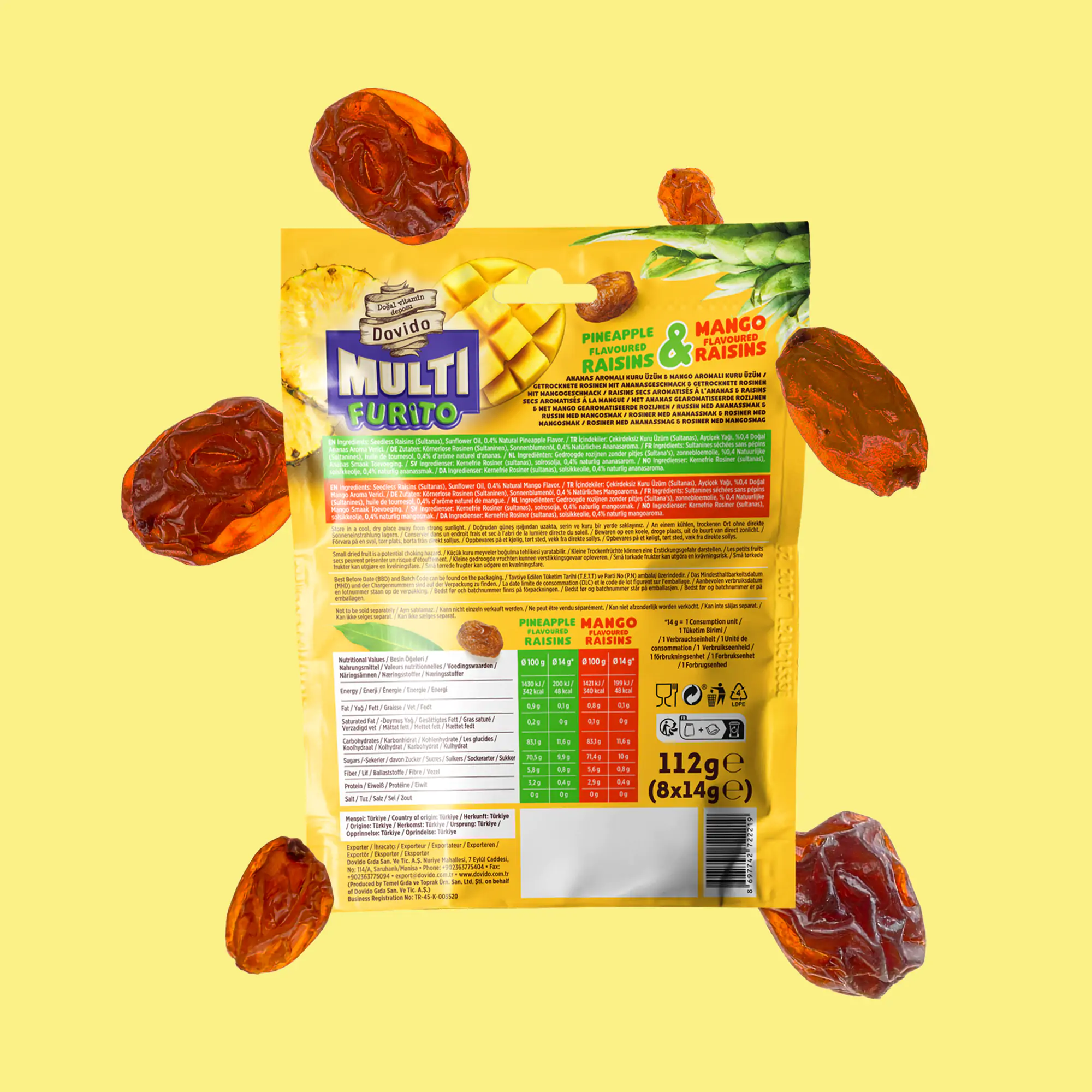 doğal mango&ananas aromalı kuru üzüm